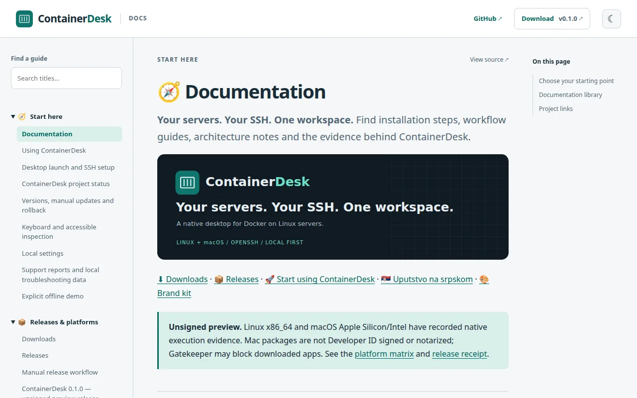 ContainerDesk documentation homepage